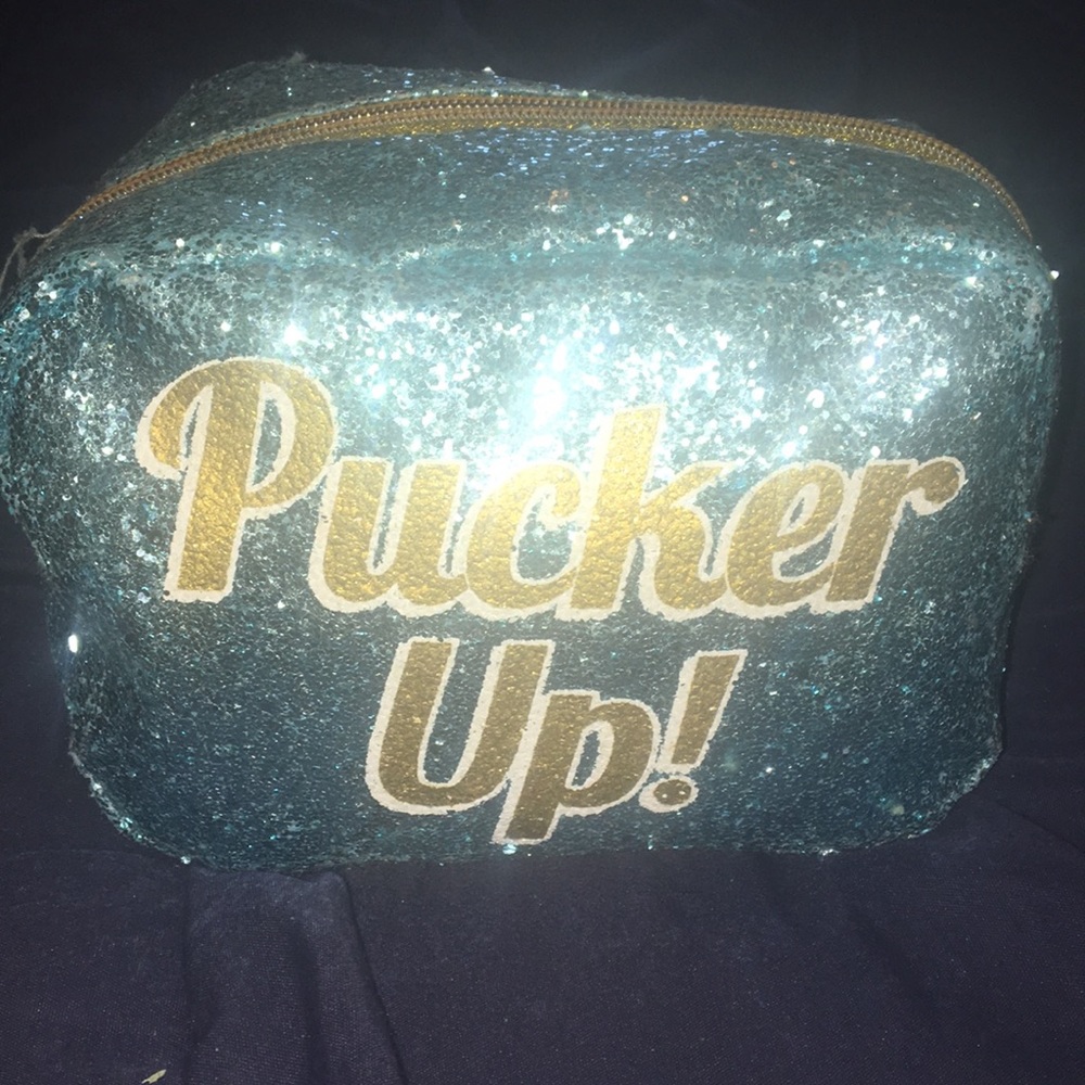 Blue sparkle makeup bag